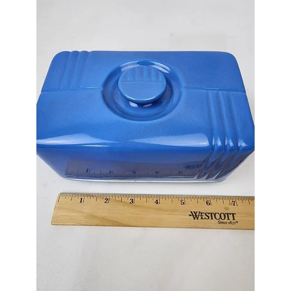 Westinghouse Hall Covered Lg Wide Butter Dish fits 1lb Cornflower Blue Art Deco - Picture 6 of 9